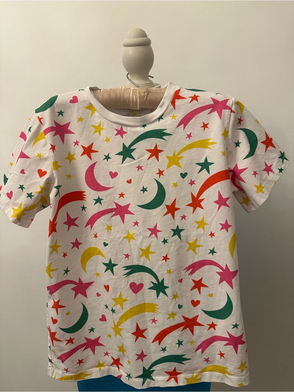 Stella McCartney Kids White Tee with Pink, Green, Yellow & Orange Stars